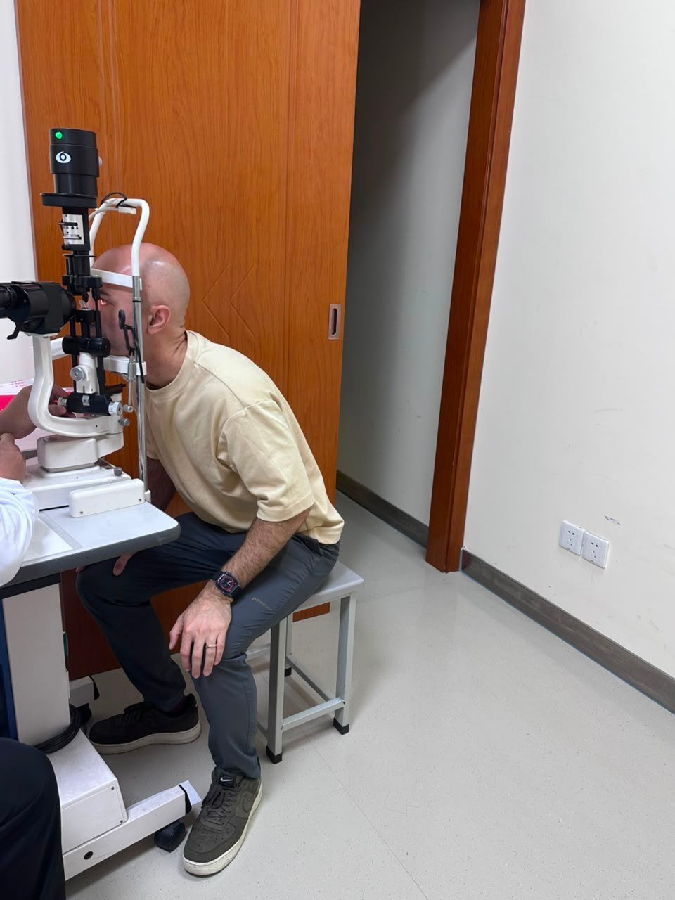 Alpay during an eye examination in Shenzhen
